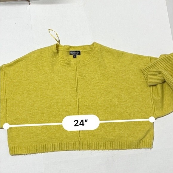 Topshop Wide Sleeve Crop Sweater in Yellow 6 NWOT - Picture 9 of 13